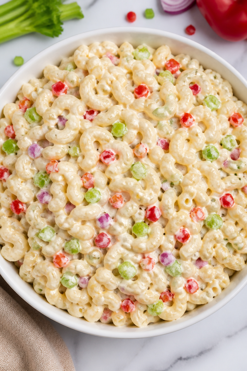 Classic Creamy Macaroni Salad with Celery
