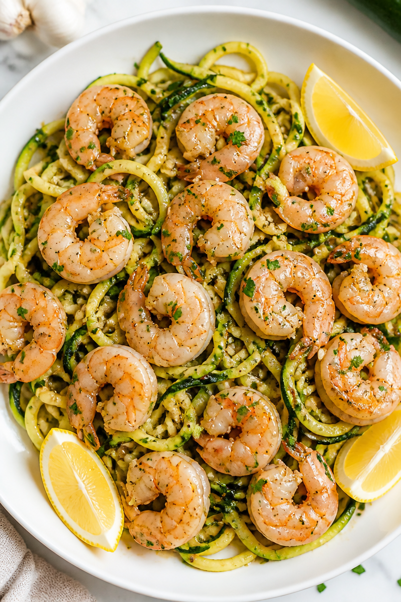 Garlic Butter Shrimp with Zucchini Noodle