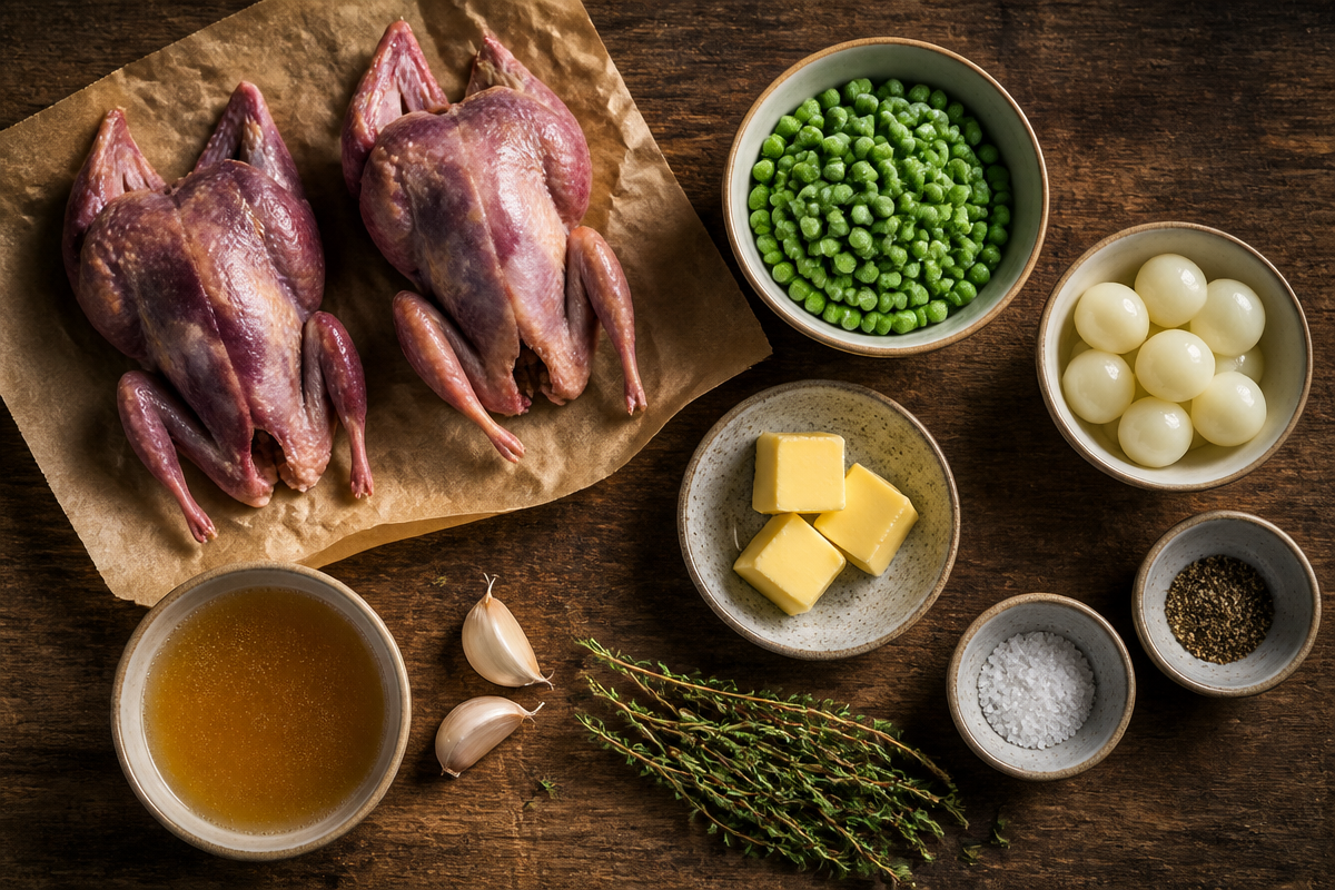 Tender Pigeon with Peas