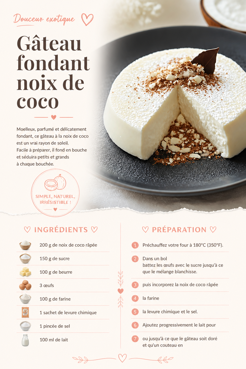 Gâteau fondant noix de coco