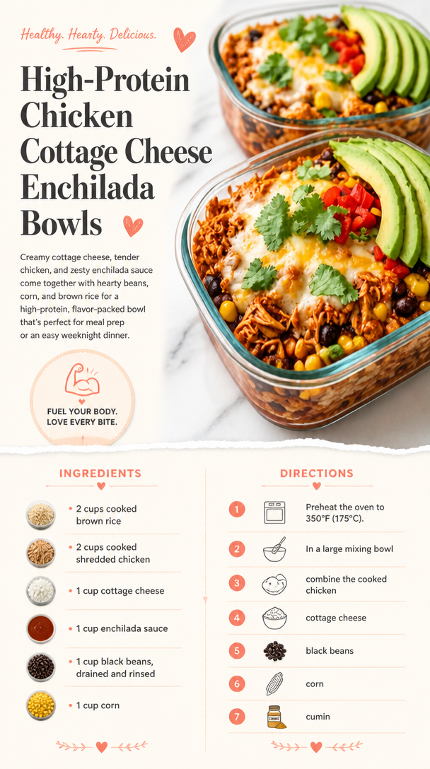 High-Protein Chicken Cottage Cheese Enchilada Bowls