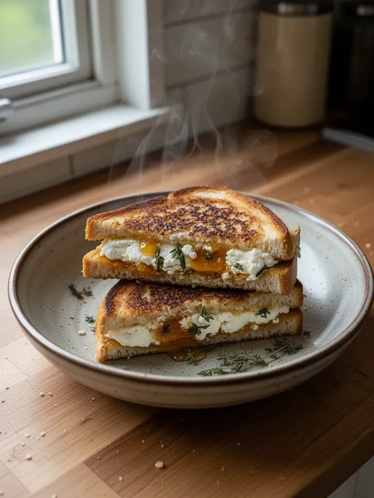 Goat Cheese Grilled Cheese with Honey