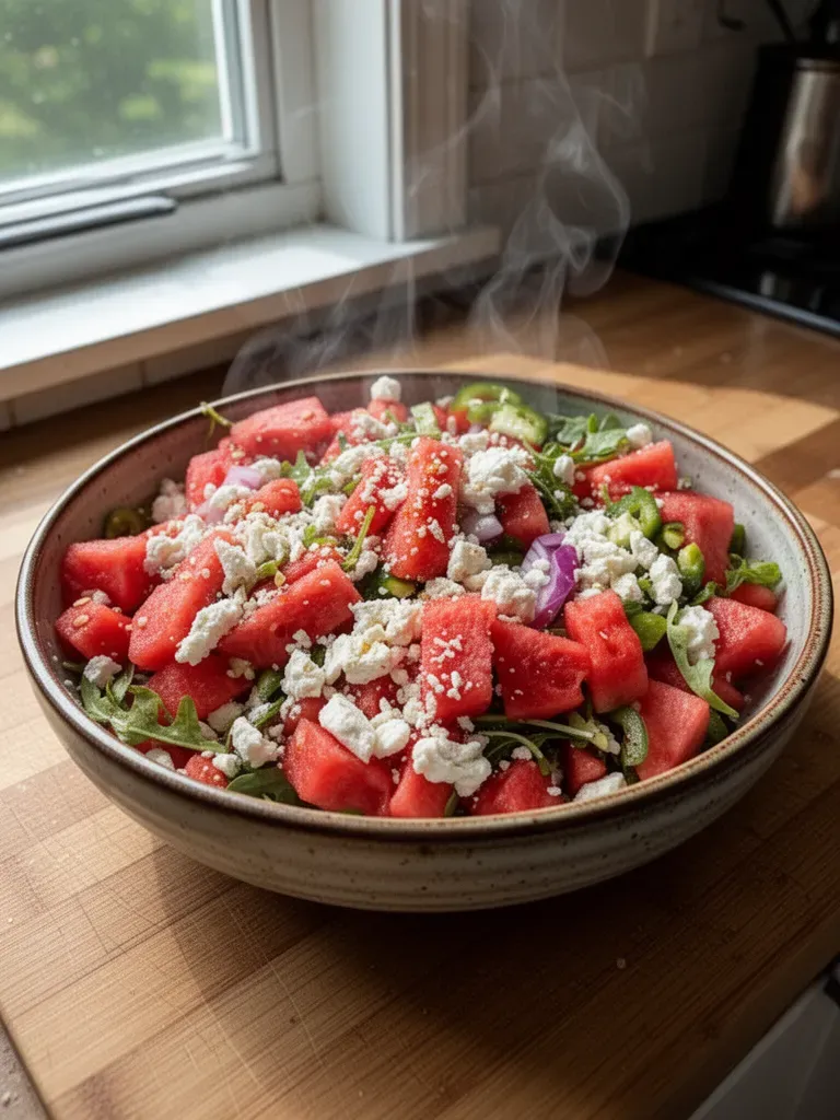 Spicy Watermelon Salad with Hot Honey