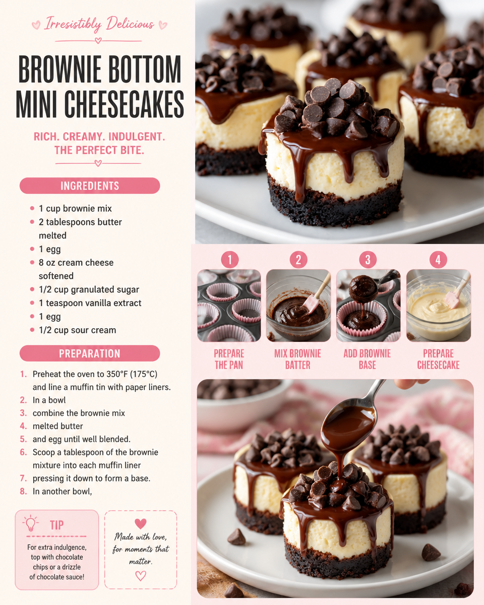Brownie Bottom Mini Cheesecakes