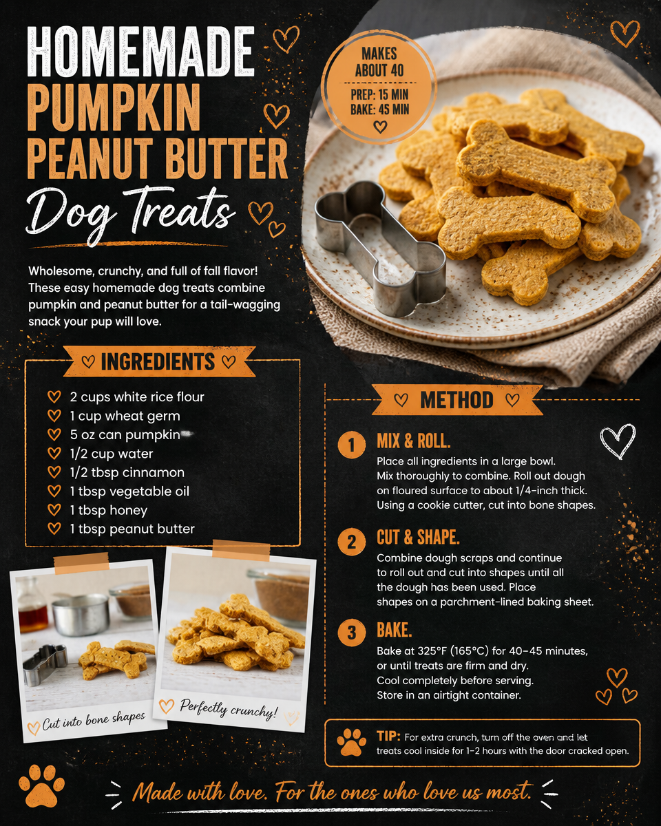 Homemade Pumpkin Peanut Butter Dog Treats
