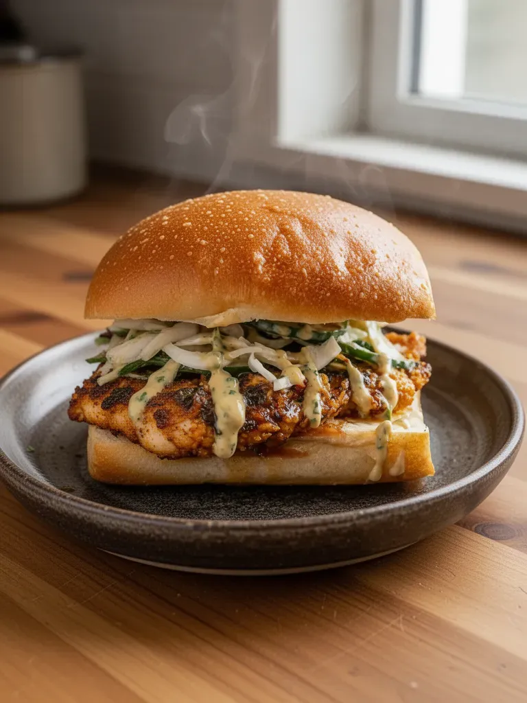 Crispy Cilantro Lime Chicken Sandwich | Zesty Crunchy Chicken Sandwich Recipe