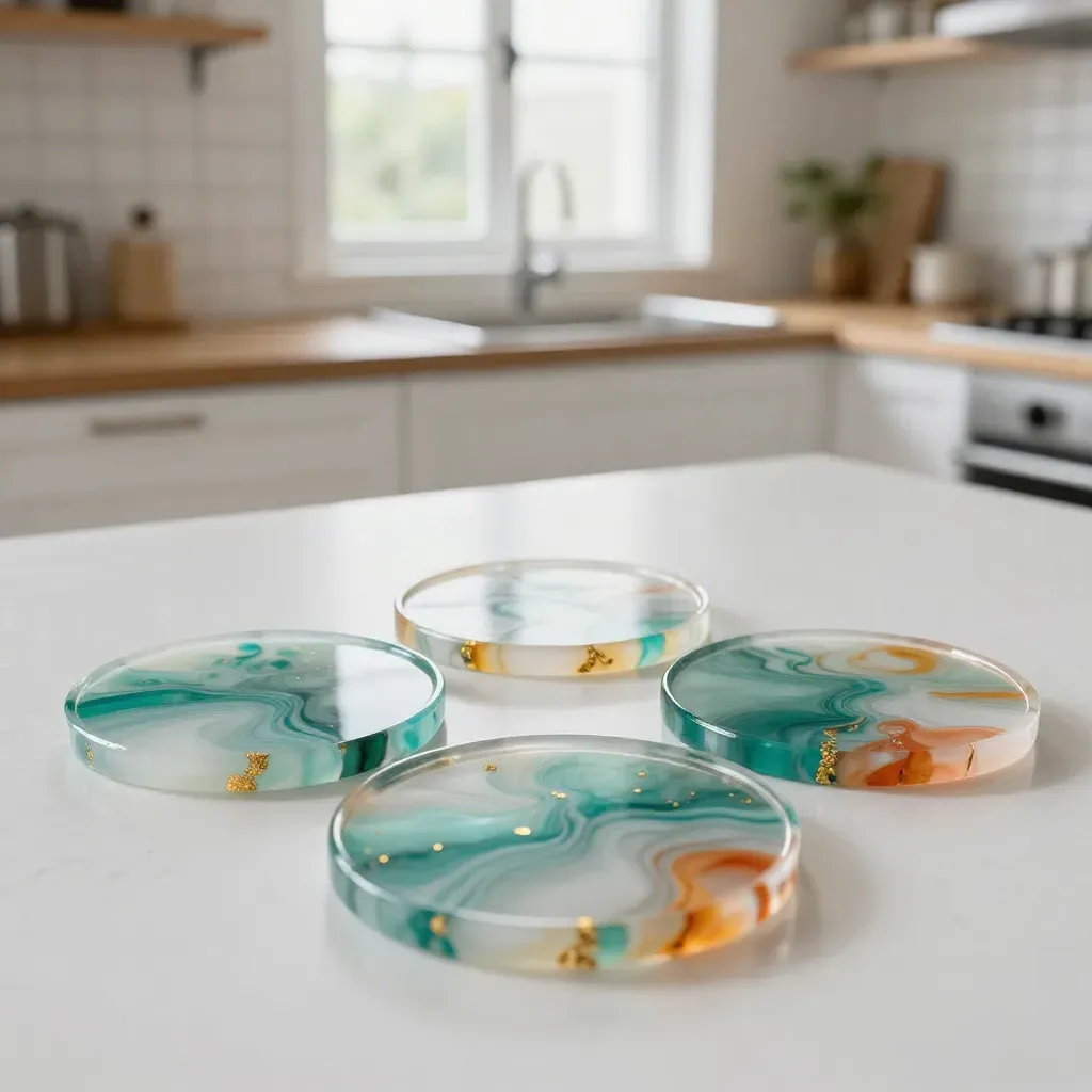 Gleaming Resin Coaster with Metallic Finish 23 Metallic Resin Coaster