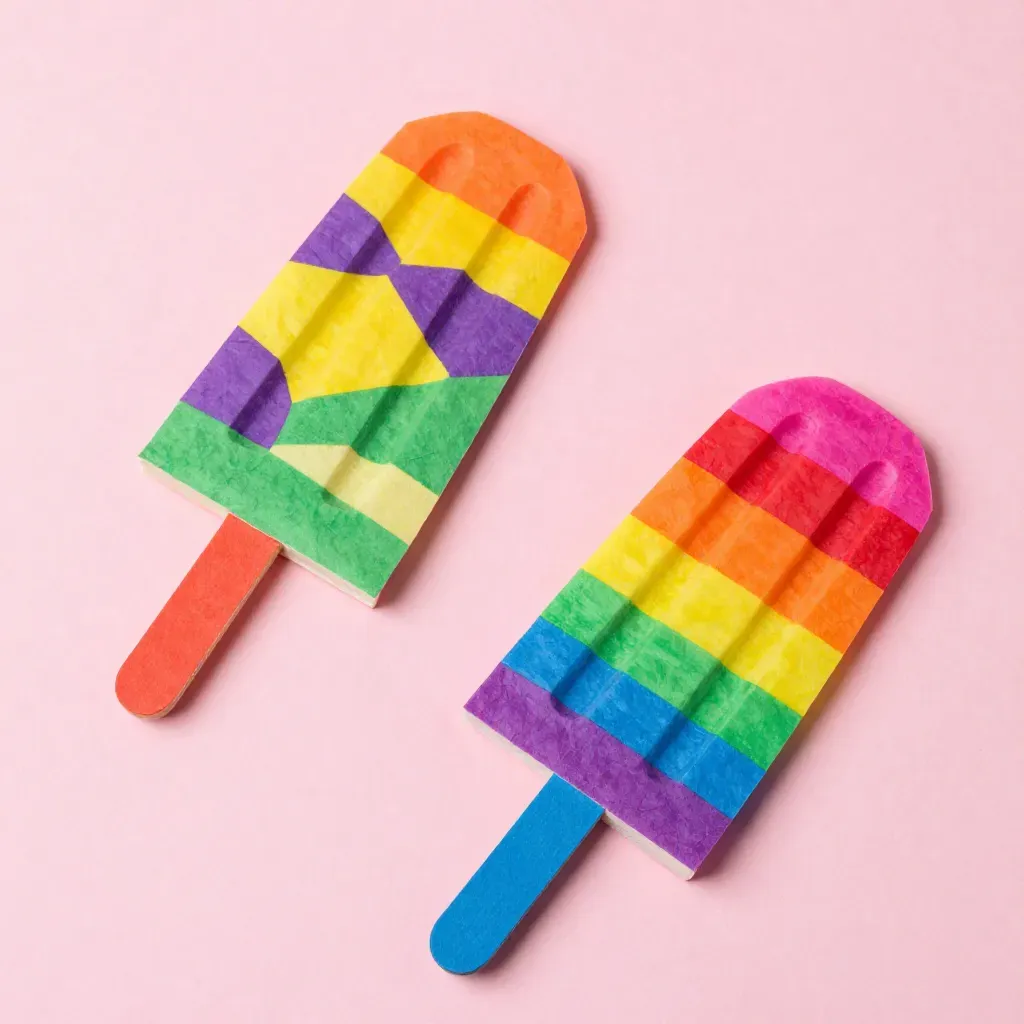 DIY Summer Tissue Paper Popsicle Craft for Kids 20 Summer Popsicle Tissue Paper Craft For Kids