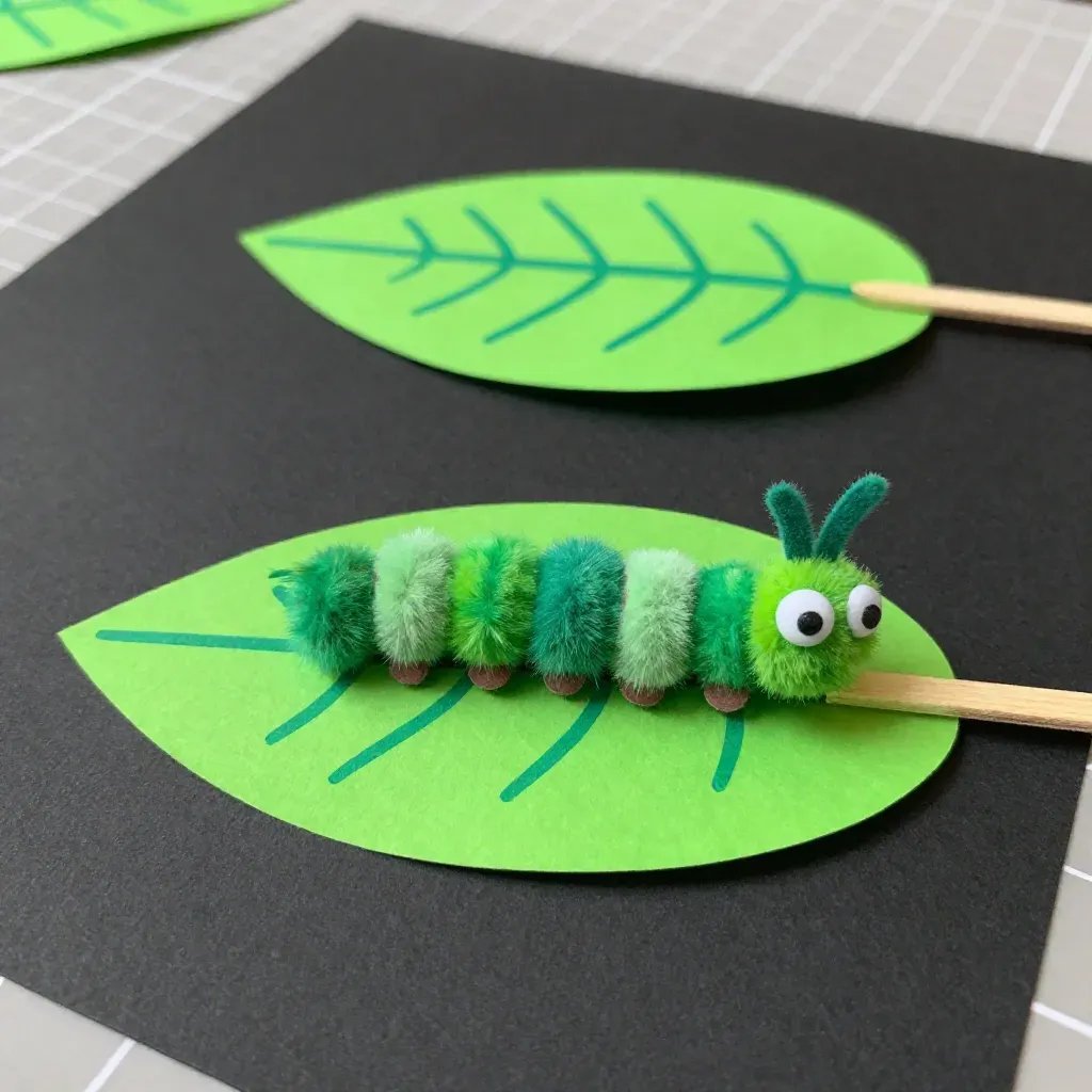A twisted stick to roll a wiggly caterpillar, fun and cute. 🐛   #kindergartencrafts #parentchildcrafts #creativehandicr… [Video] | Caterpillar made from pipe cleaners, Pipe cleaner worms on a string, Catapiller crafts for kids