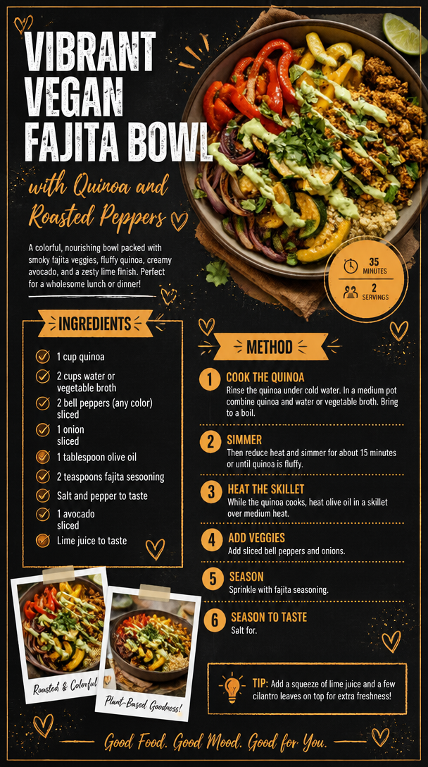 Vibrant Vegan Fajita Bowl with Quinoa and Roasted Peppers
