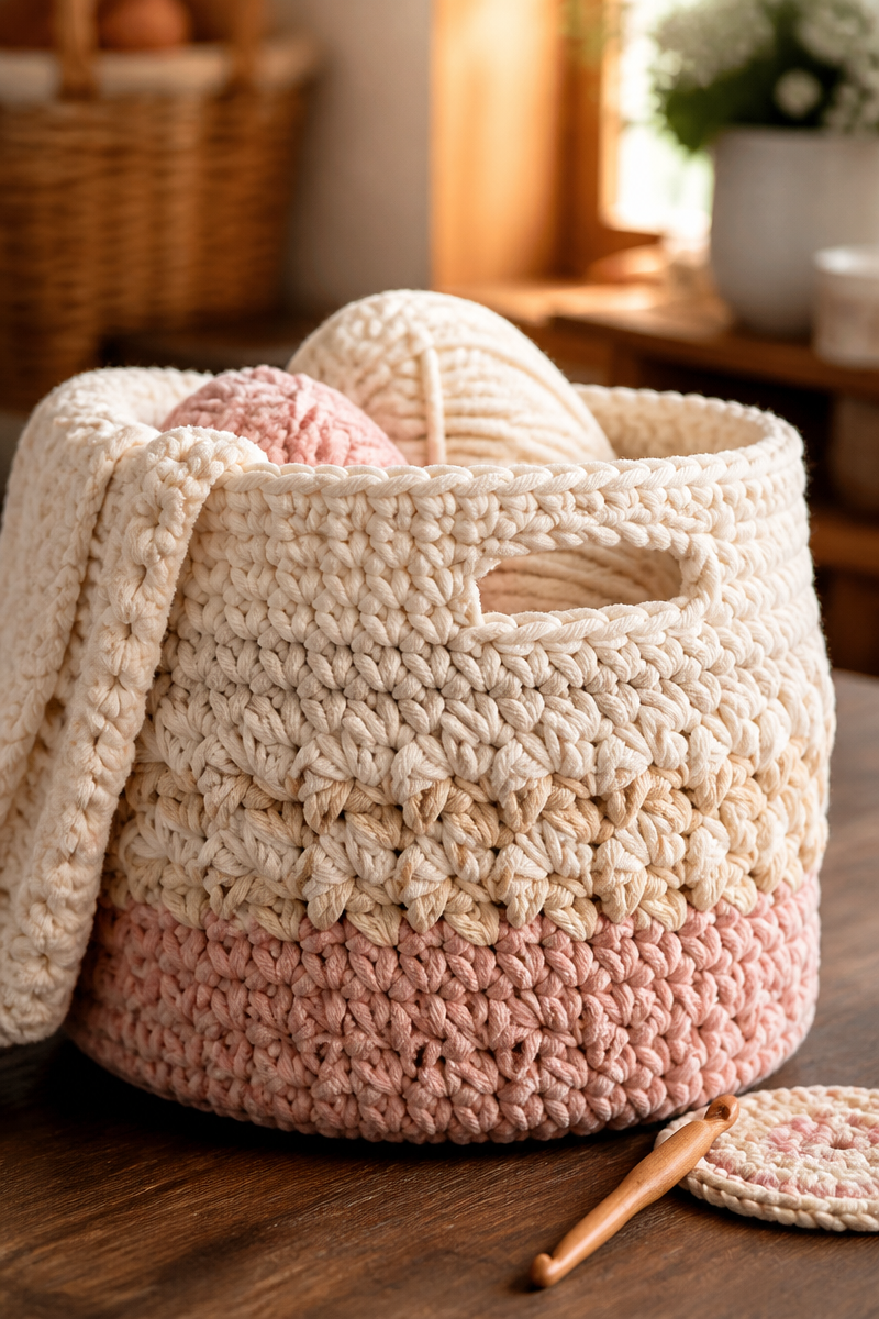 Chunky Yarn Crochet Baby Nursery Storage Basket Pattern