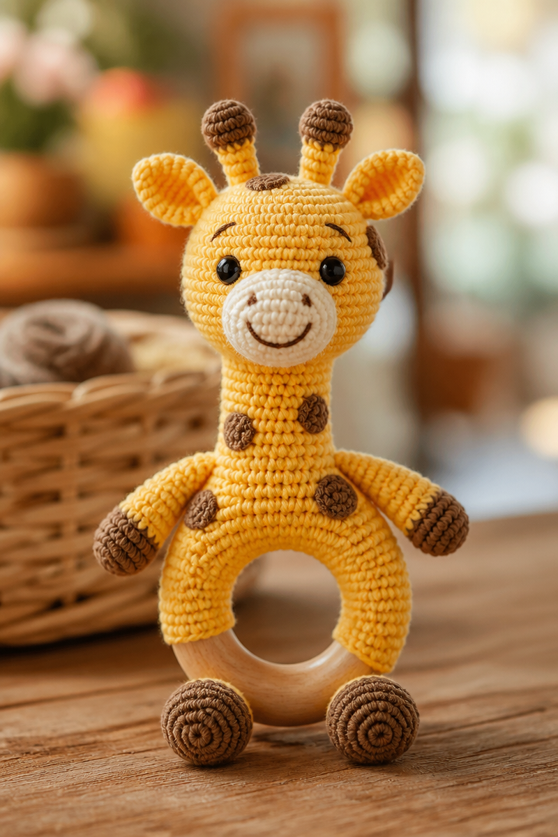 Cute Amigurumi Giraffe Crochet Baby Rattle Pattern