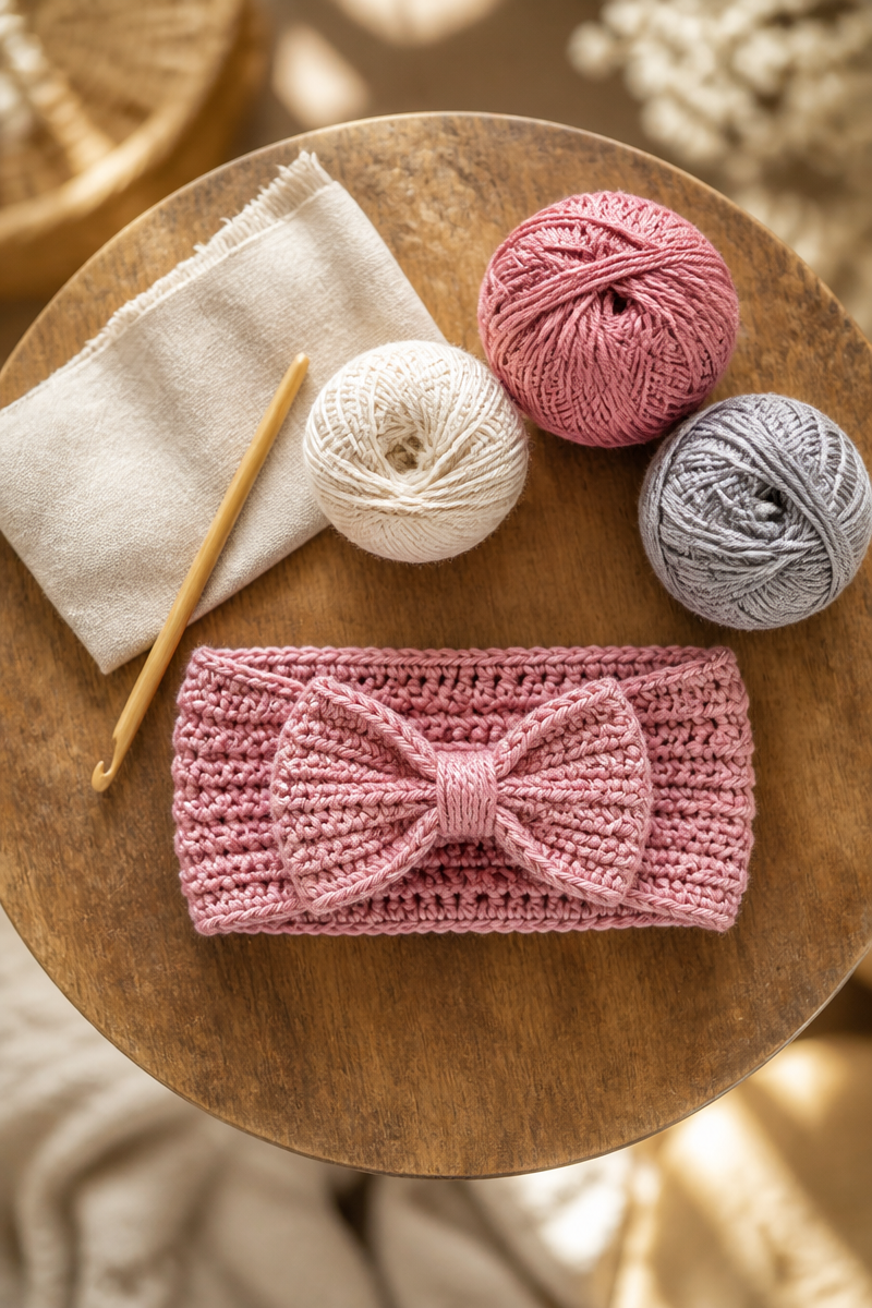 Easy Bow Tie Crochet Baby Headband Free Pattern