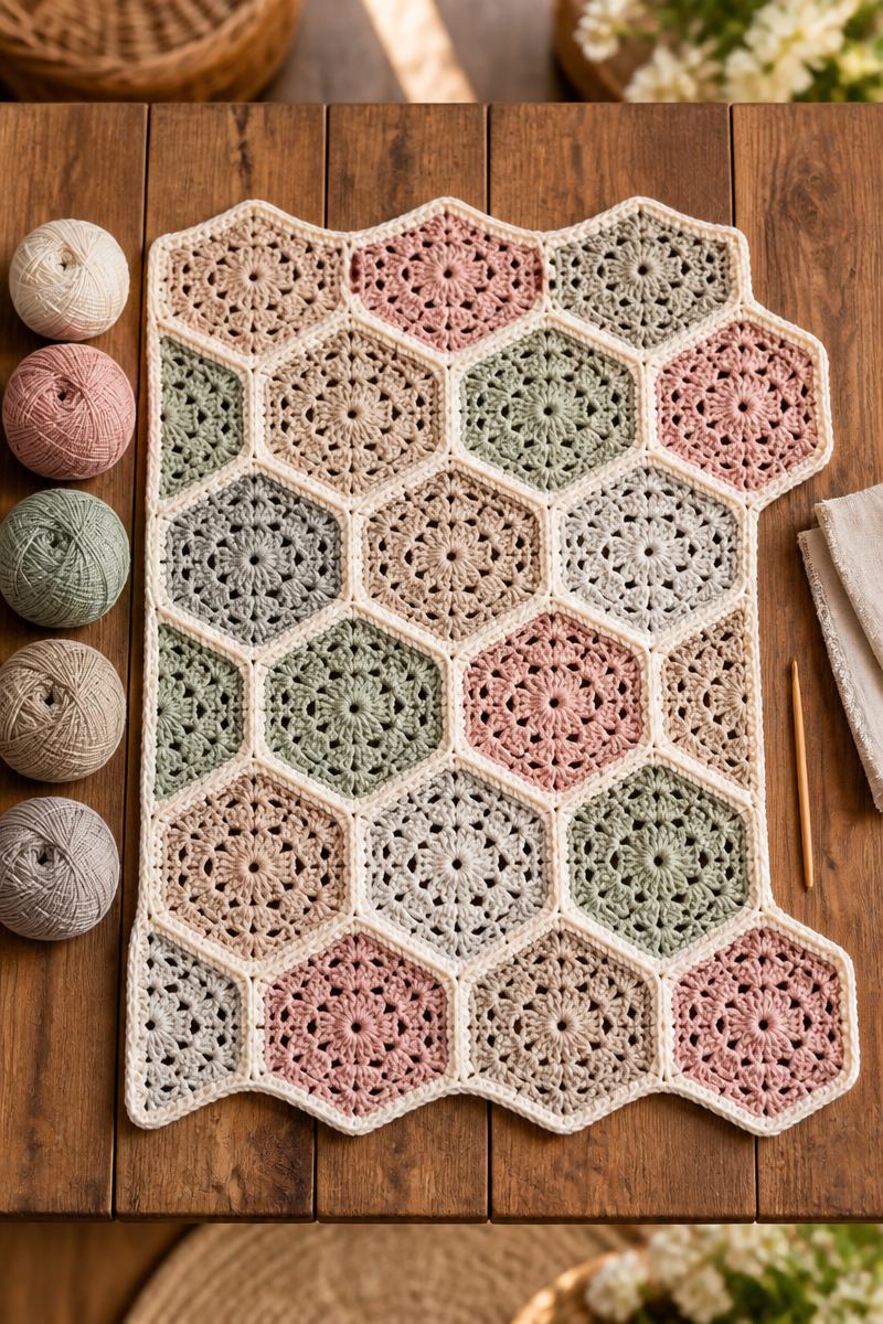 Modern Hexagon Granny Square Crochet Baby Blanket Pattern