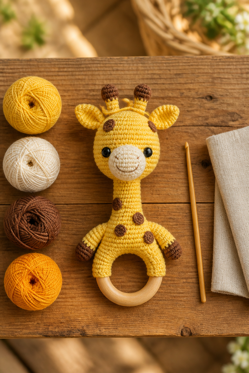 Cute Amigurumi Giraffe Crochet Baby Rattle Pattern