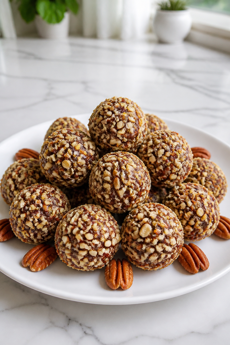 Traditional Rum Balls with Pecan Coating Traditional Rum Balls with Pecan Coating