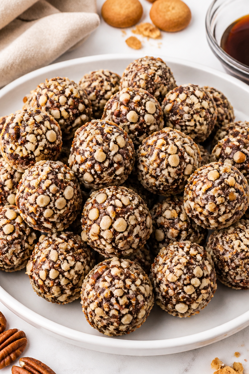 Traditional Rum Balls with Pecan Coating Traditional Rum Balls with Pecan Coating