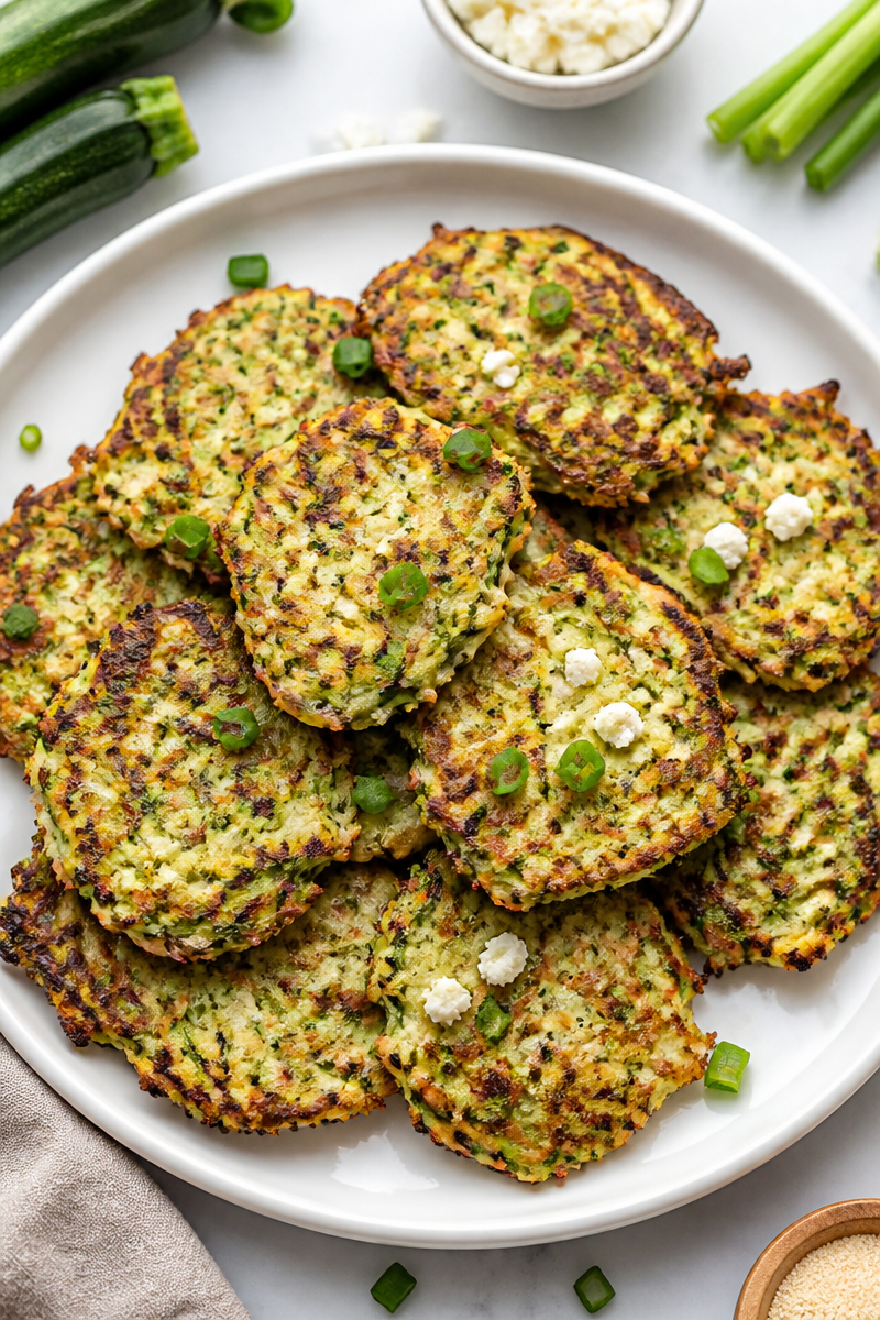 Zucchini Fritters Recipe with Feta Cheese