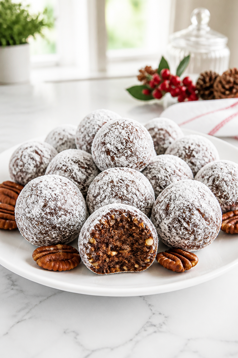 Classic Holiday Rum Balls with Pecans