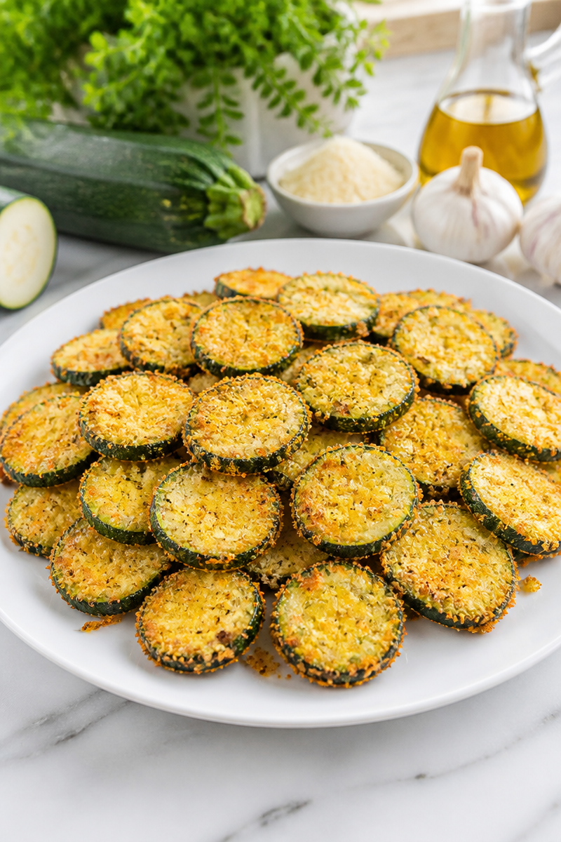 Crispy Parmesan Baked Zucchini Chips