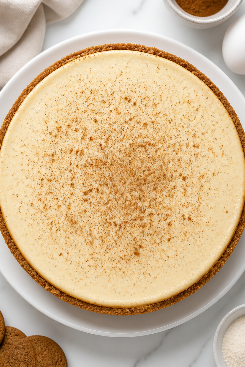 Creamy Eggnog Cheesecake with Gingersnap Crust
