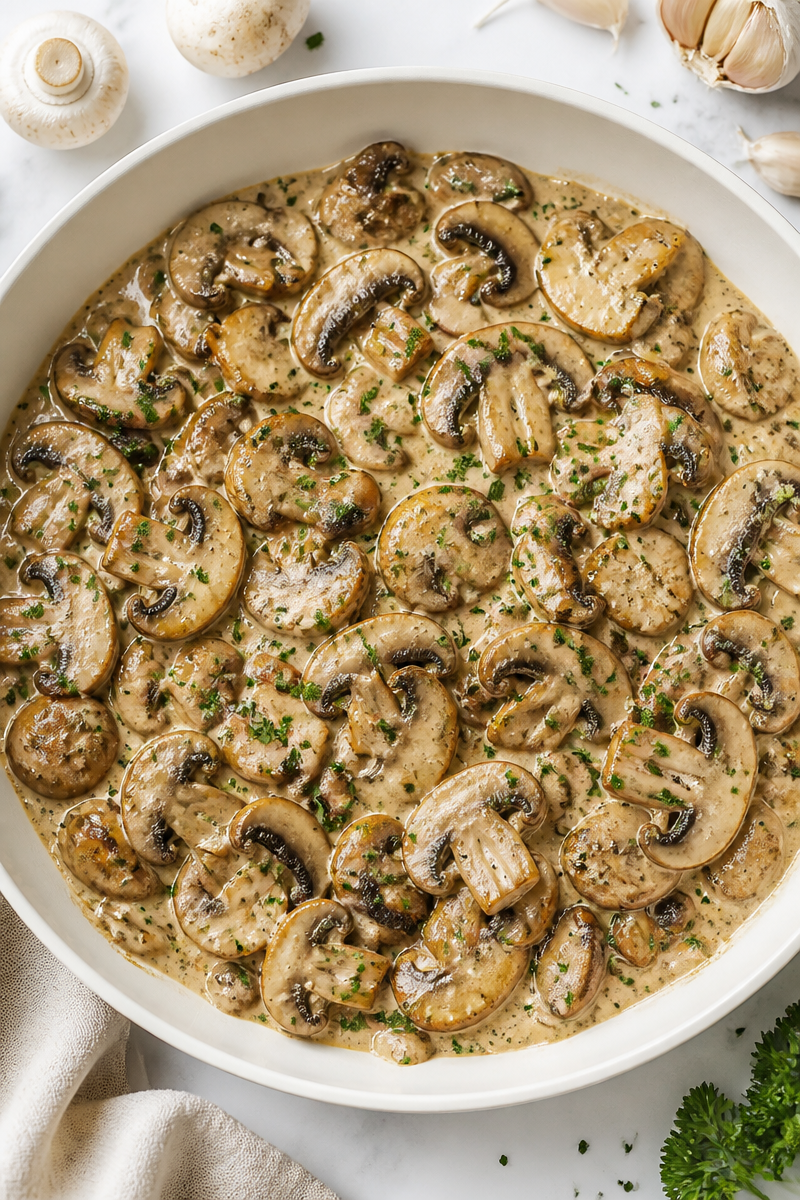 Creamy Garlic Butter Mushroom Saute