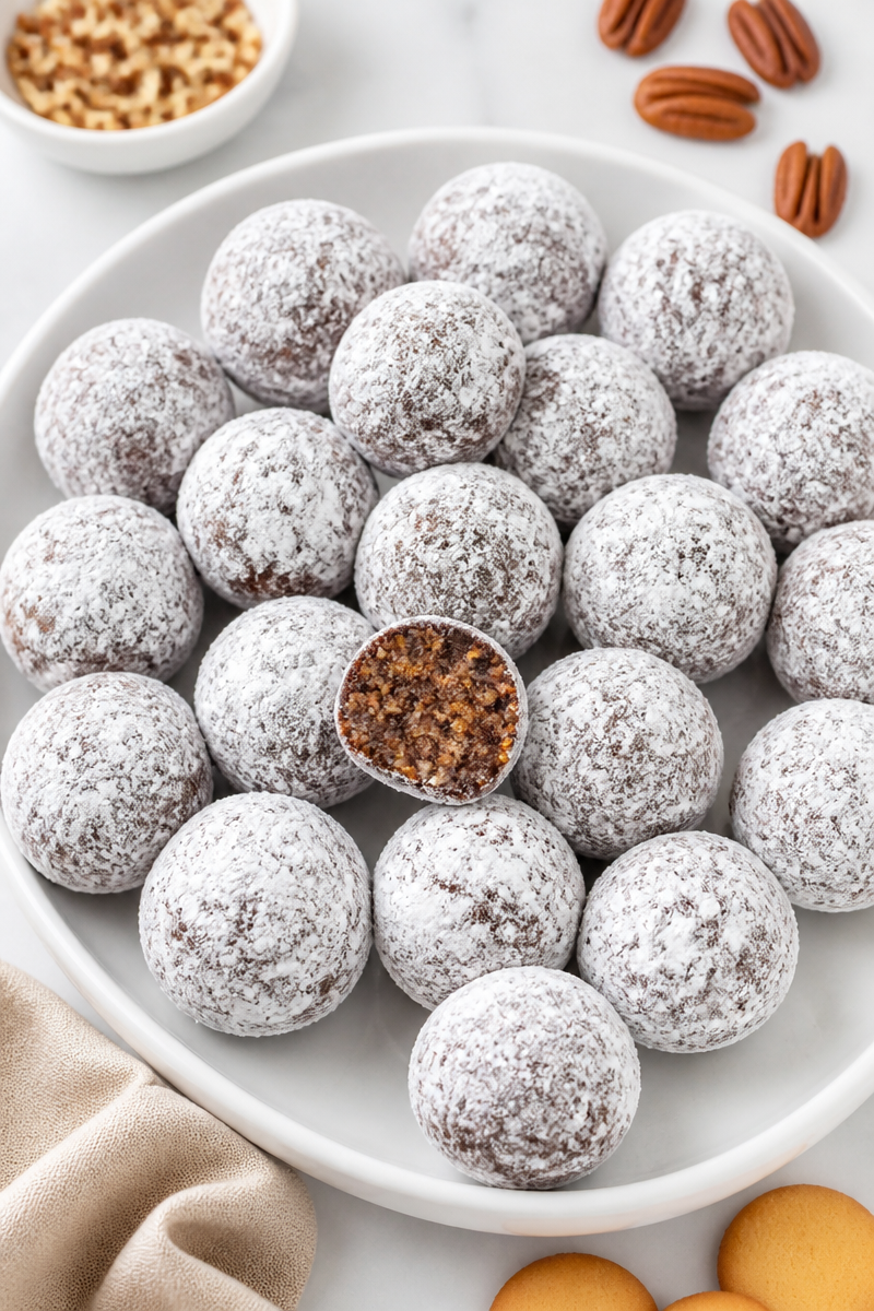 Classic Holiday Rum Balls with Pecans
