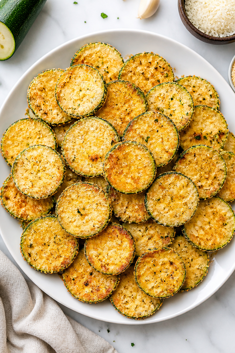 Crispy Parmesan Baked Zucchini Chips