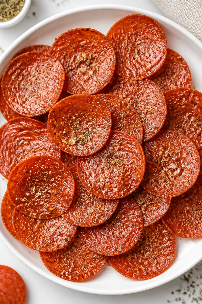 Keto Pepperoni Chips with Italian Seasoning