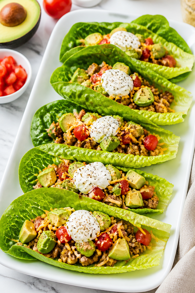 Low Carb Keto Turkey Lettuce Wrap Lunch