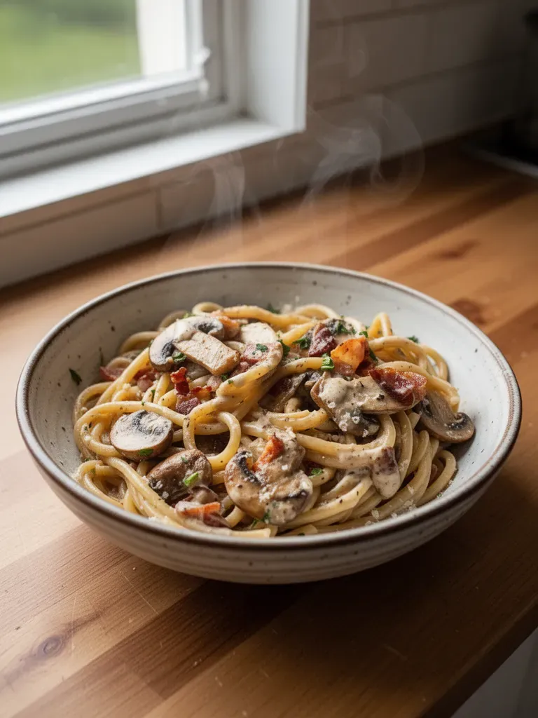 Bacon and Mushroom Pasta
