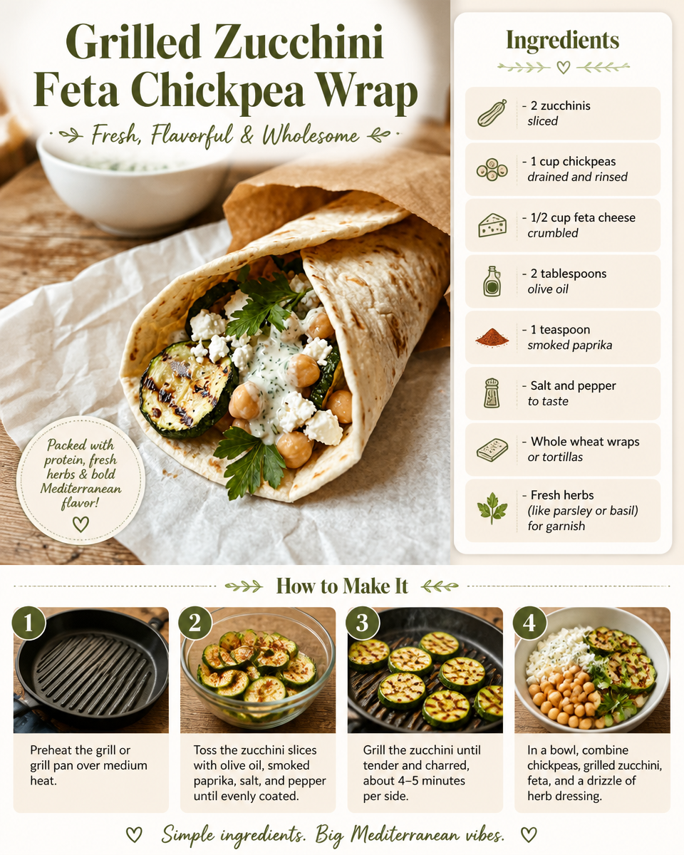 Grilled Zucchini Feta Chickpea Wrap