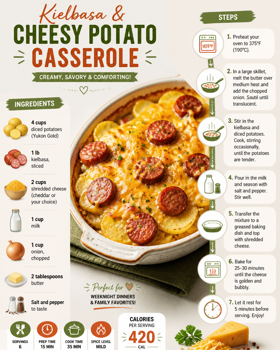 Kielbasa and Cheesy Potato Casserole