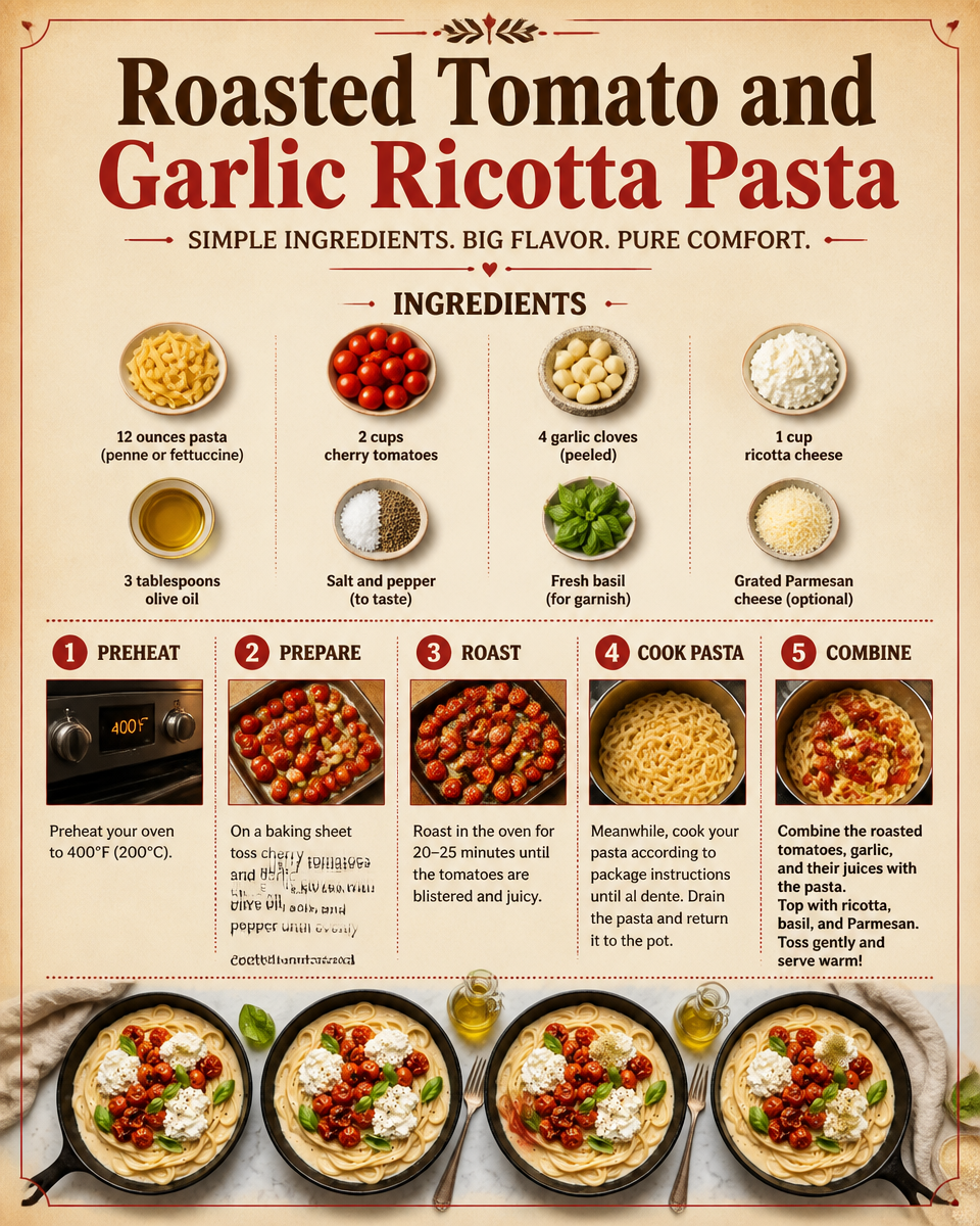 Roasted Tomato and Garlic Ricotta Pasta