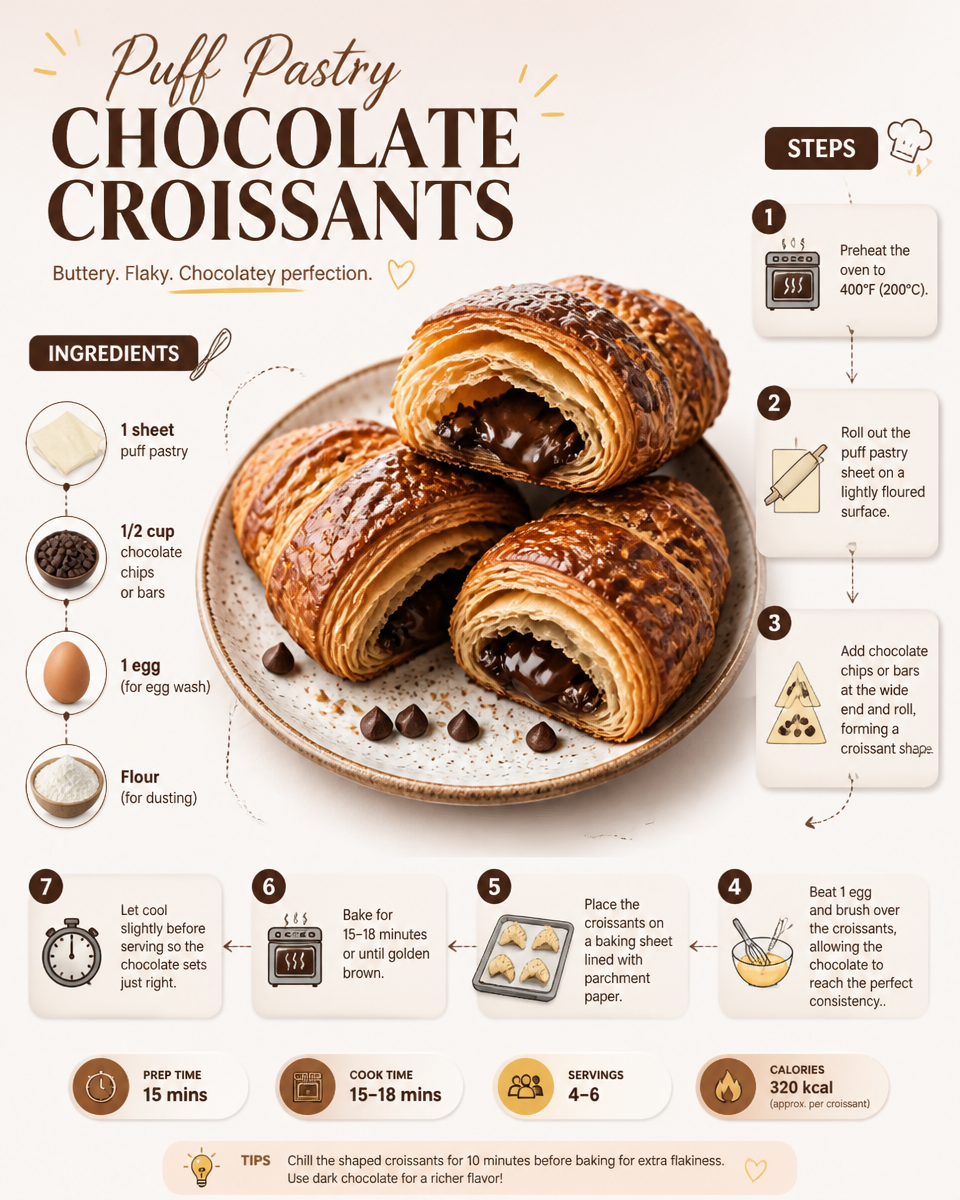 Puff Pastry Chocolate Croissants