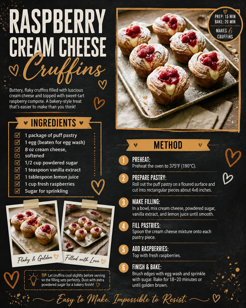 Raspberry Cream Cheese Cruffins