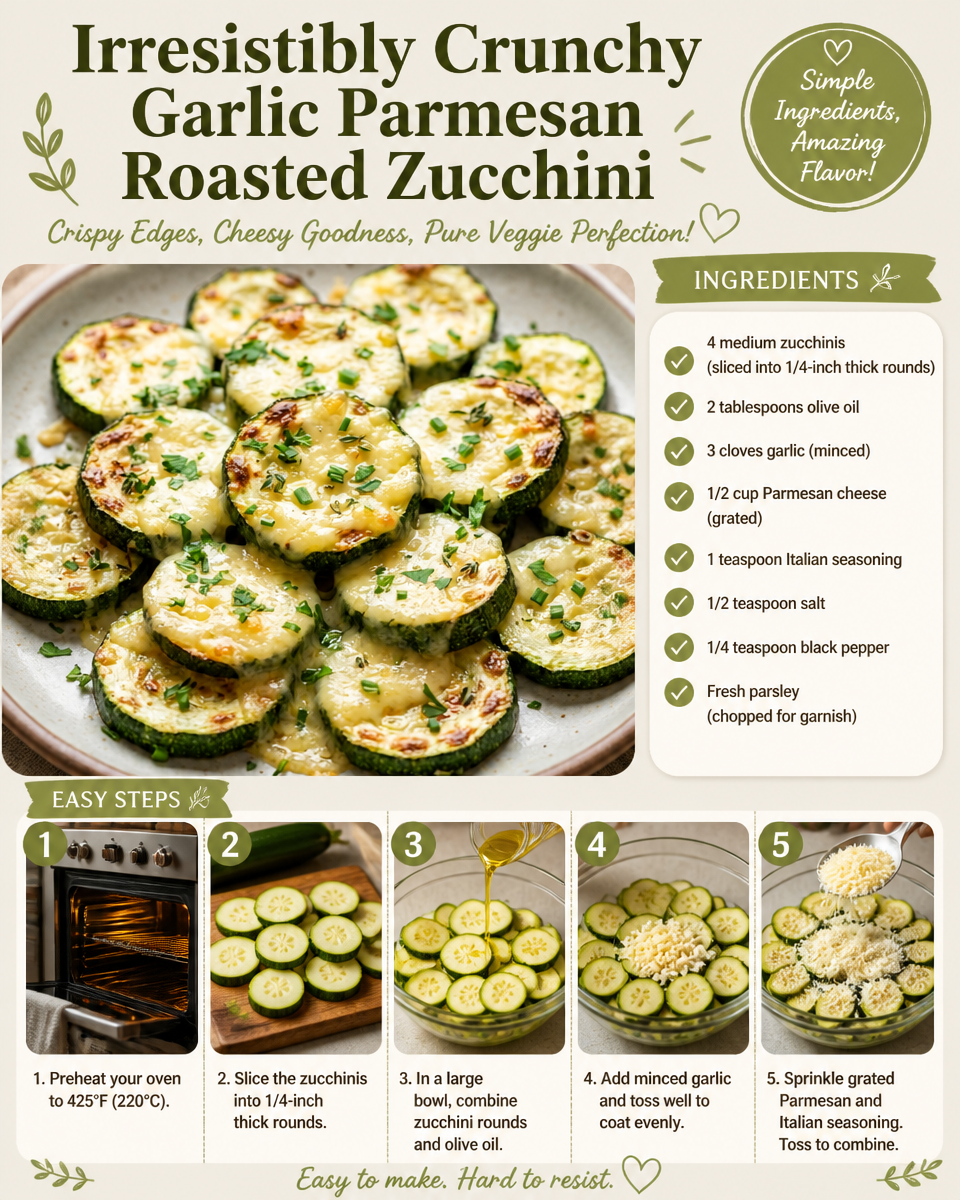 Irresistibly Crunchy Garlic Parmesan Roasted Zucchini