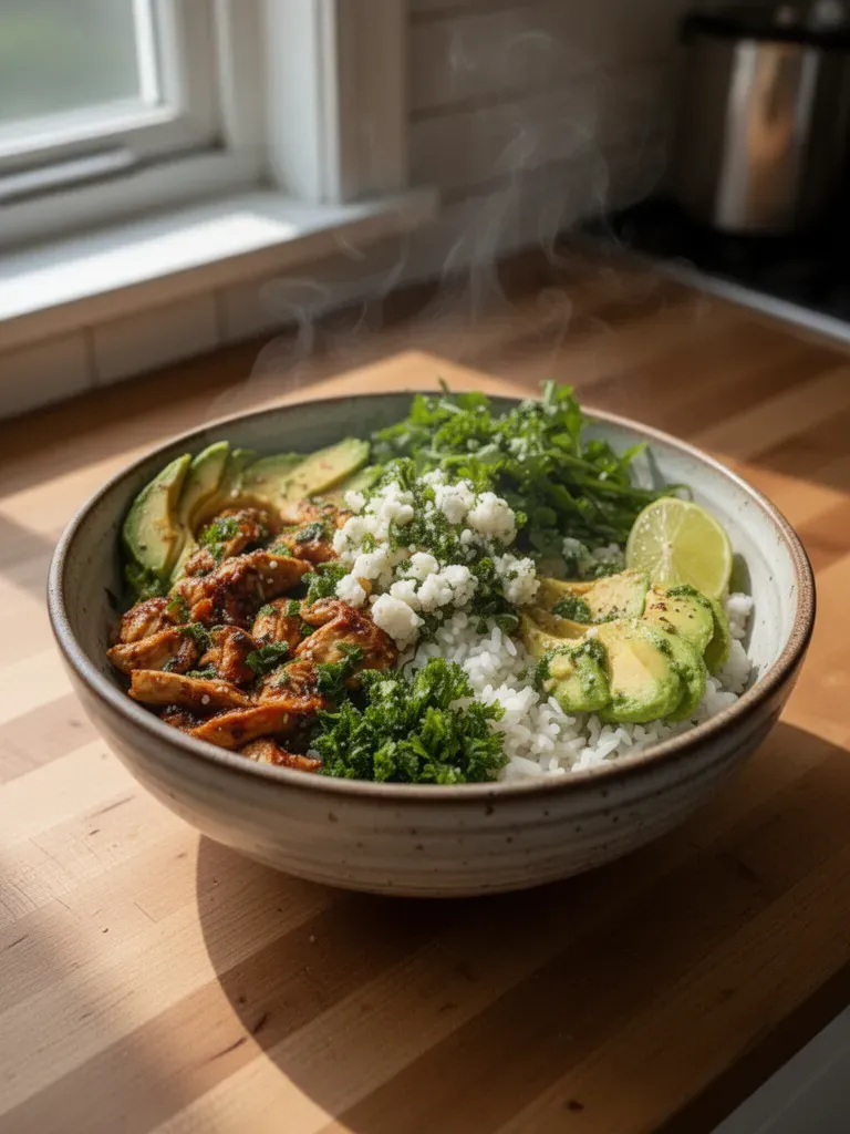 Honey Lime Chicken with Avocado Rice Bowl