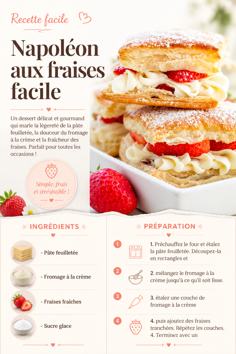 Napoleon aux fraises facile
