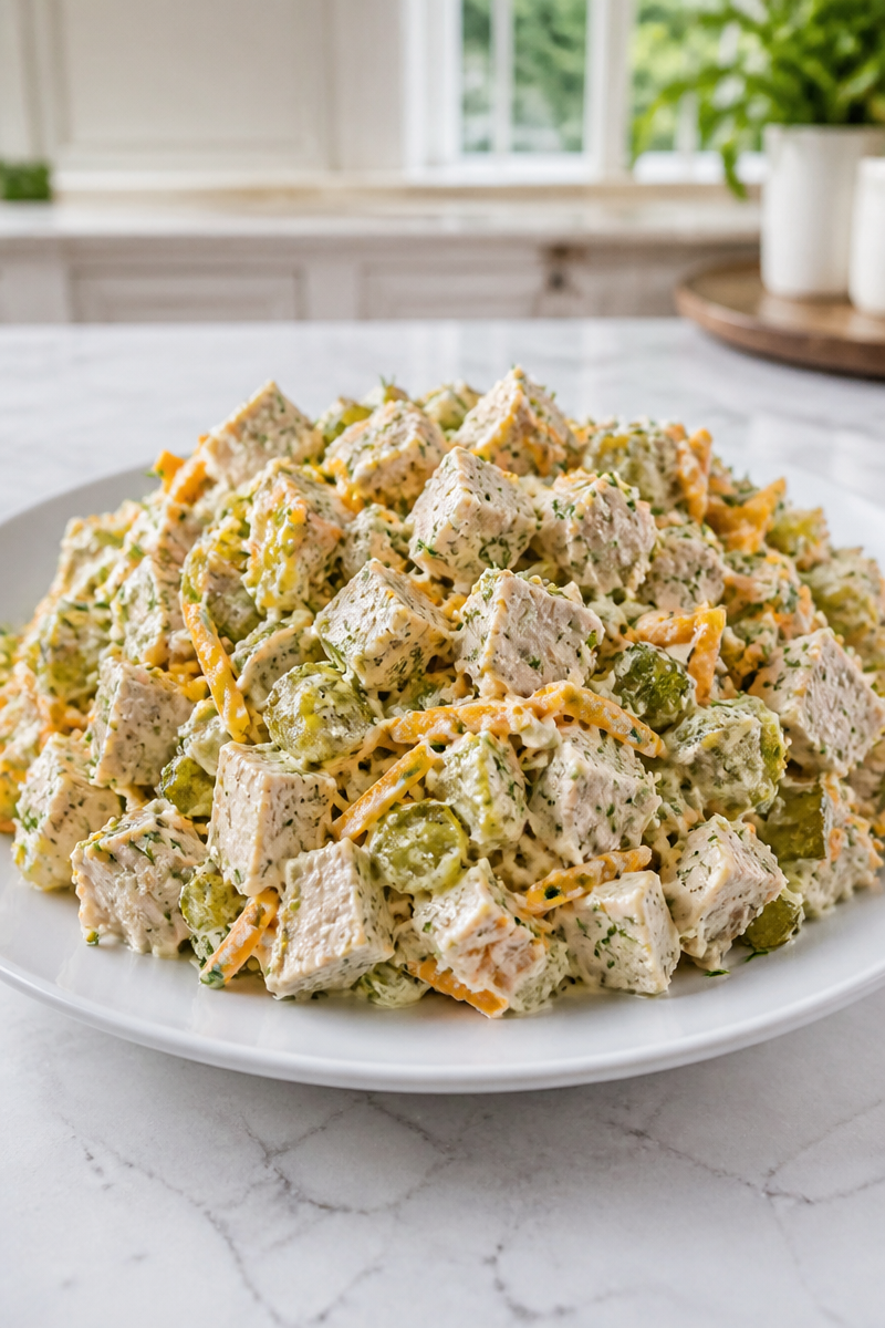 Easy Dill Pickle Chicken Salad with Cheddar Cheese Easy Dill Pickle Chicken Salad with Cheddar Cheese