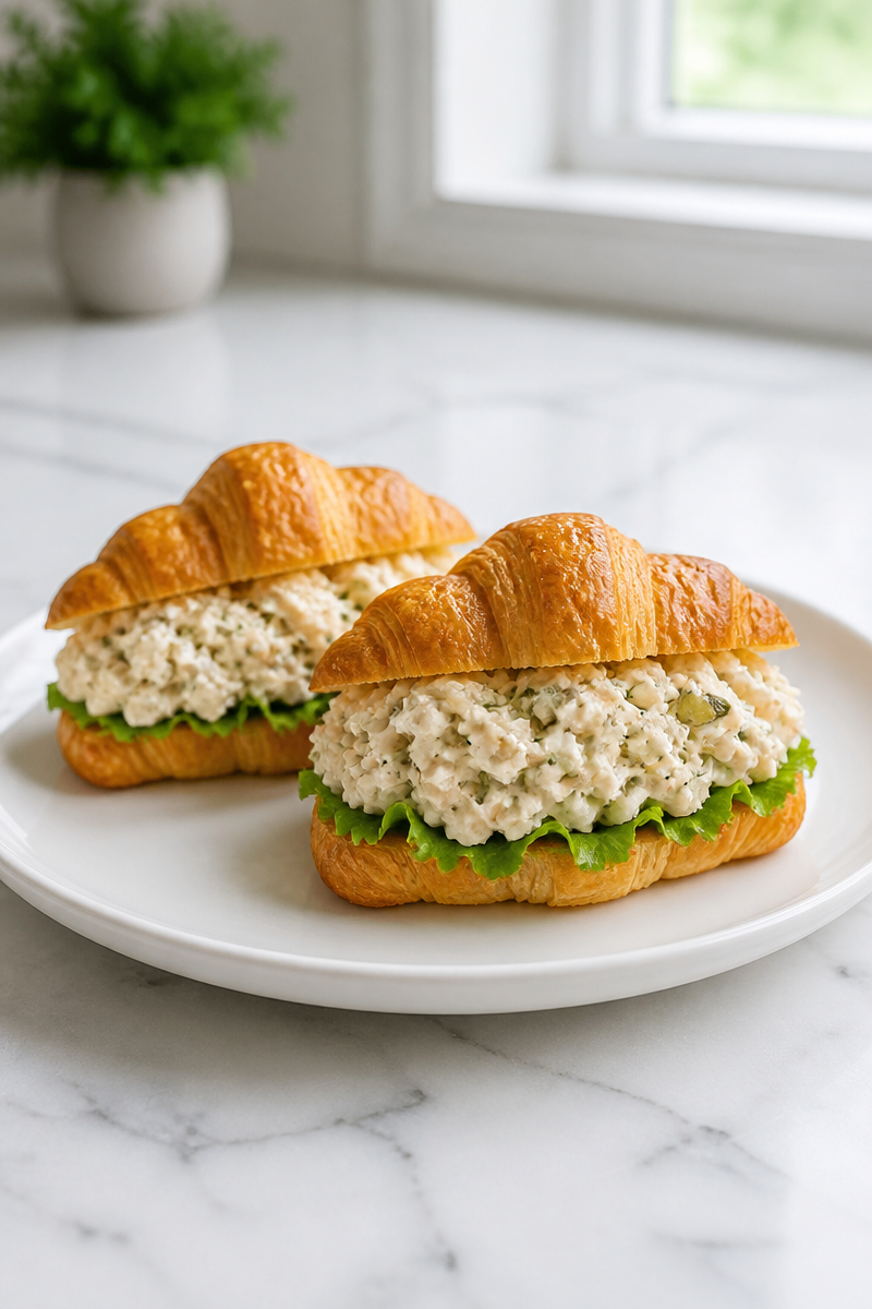 Dill Pickle Chicken Salad Sandwich on Croissant