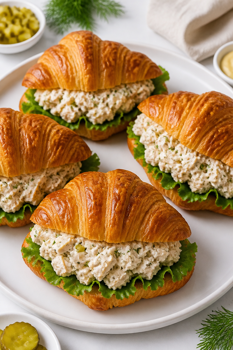 Dill Pickle Chicken Salad Sandwich on Croissant