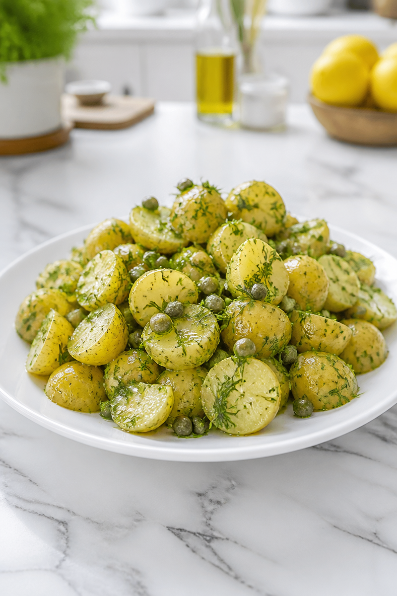 Jamie Oliver Inspired Potato Salad with Fresh Dill and Capers