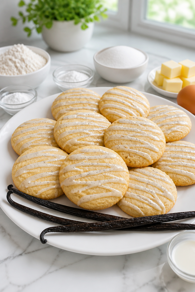 Soft Melt in Your Mouth Sugar Cookies with Vanilla Bean Glaze