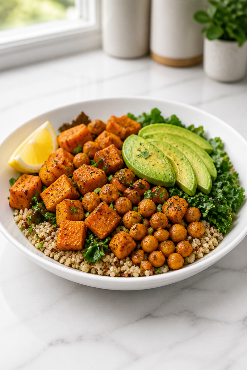 Healthy Sweet Potato and Chickpea Dinner Bowl