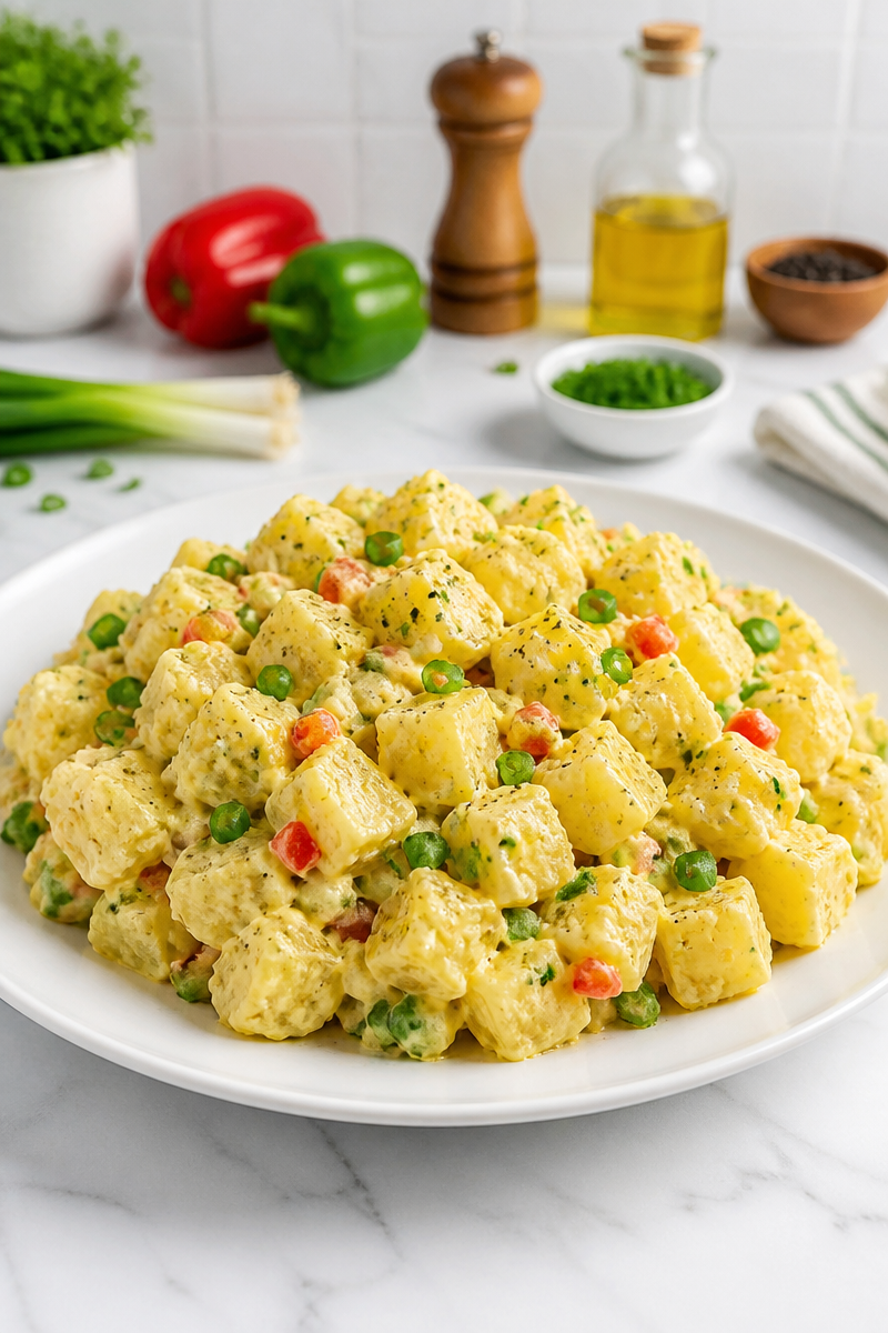 Traditional Jamaican Potato Salad with Mustard Dressing