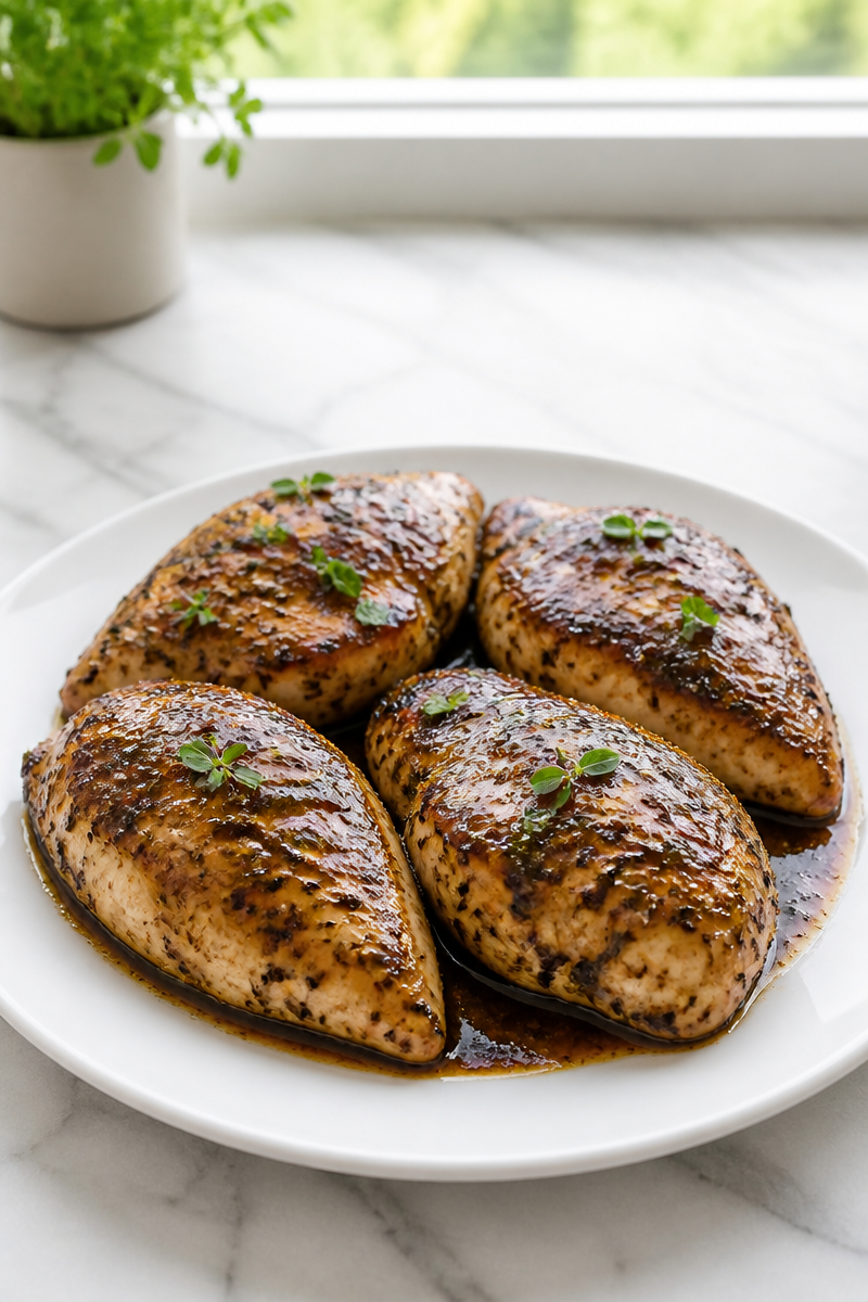 Baked Low Sodium Balsamic Chicken Breast with Oregano