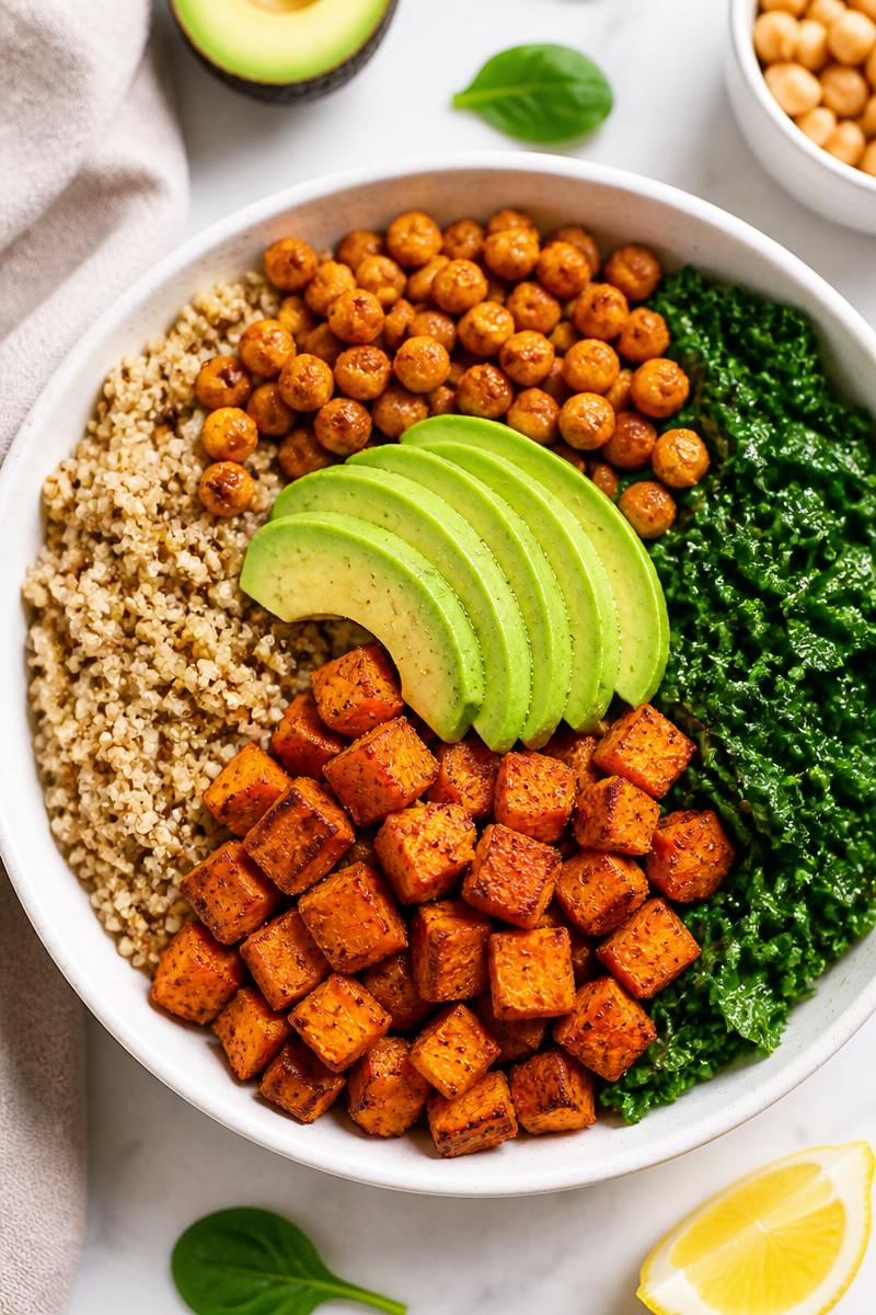 Healthy Sweet Potato and Chickpea Dinner Bowl