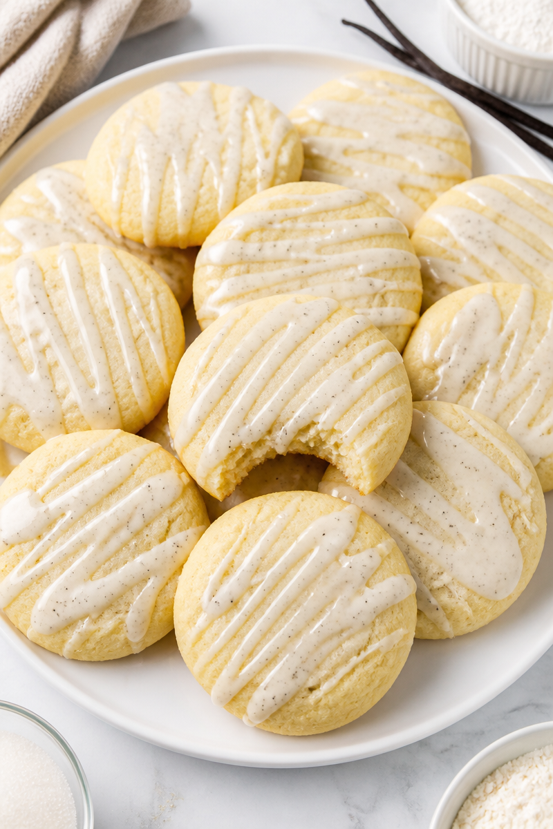 Soft Melt in Your Mouth Sugar Cookies with Vanilla Bean Glaze