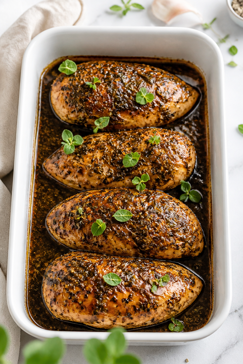 Baked Low Sodium Balsamic Chicken Breast with Oregano